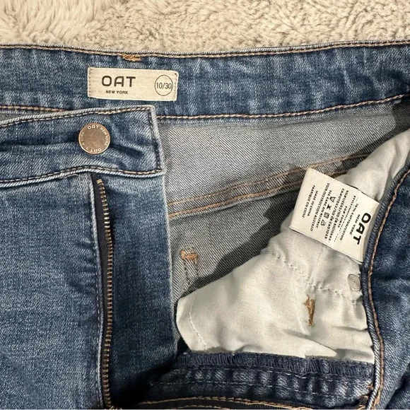 Oat New York High Rise Wide Leg Jeans Raw Hem Blue Sz 30 EU - Picture 6 of 10